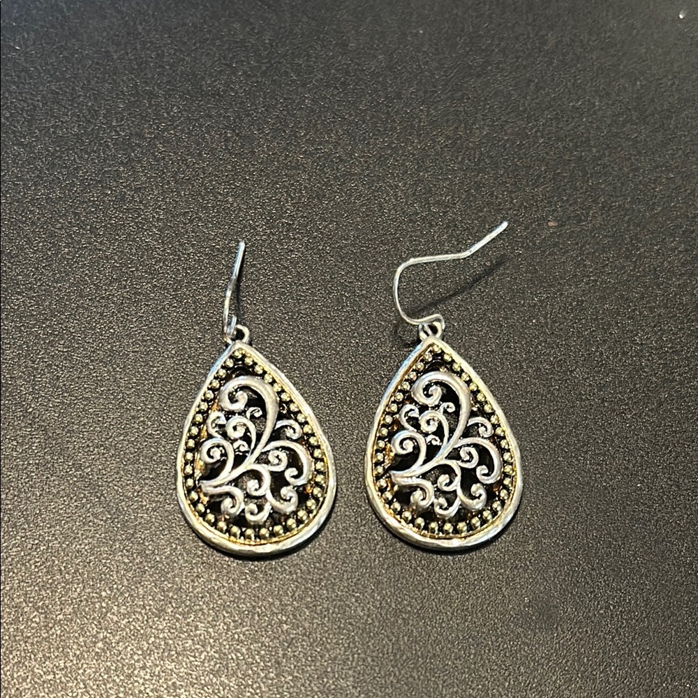 Elegant Silver and Gold Teardrop Earrings